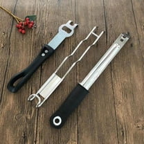 CRILSTYLEO 1Pcs Grill Grate Lifter Black Stainless Steel for Camping and Picnic Rectangular Shape