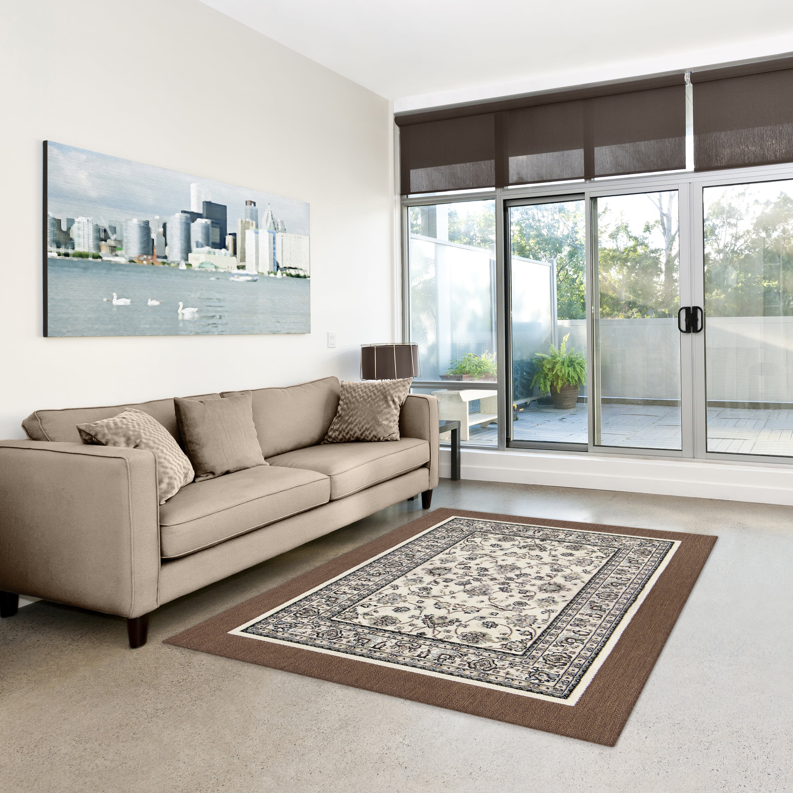Mainstays Cream Kashan Persian, Faux Layered, Indoor Area Rug, 5' x 7'