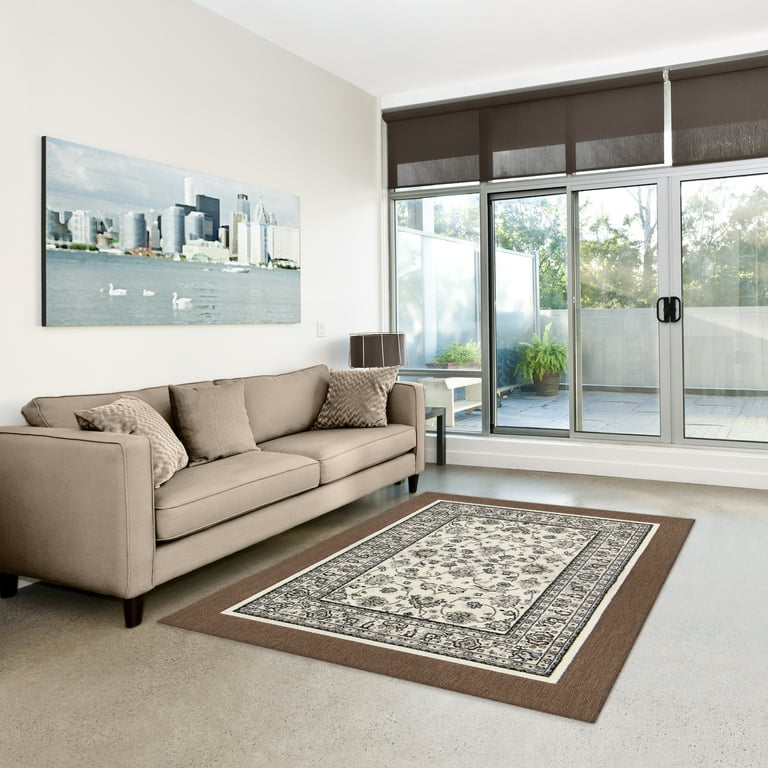 ③C1457 ブリヤン ASWAN 幅1550×H2320×4枚 Mainstays Cream Kashan Persian, Faux Layered, Indoor Area Rug, 5