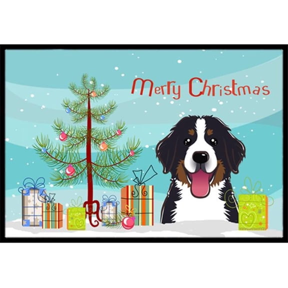 Carolines Treasures BB1609MAT Christmas Tree & Bernese Mountain Dog Indoor or Outdoor Mat- 18 x 27