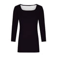 thumbnail image 3 of Women Plus Size Tunic Blouse Square Neck 3/4 Sleeve Solid Color Pullover Casual Loose Fashion Basic Tees (5XL, Black), 3 of 7