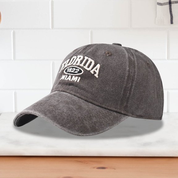 Washed Vintage Baseball Cap JIANLAI Florida Miami Letter Embroidery Soft Curved Brim Adjustable Distressed Twill Hat Retro Casual Accessory for Daily Commuting