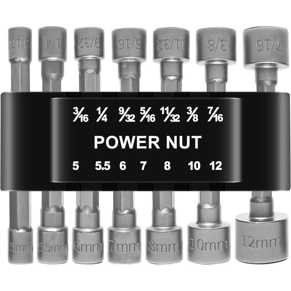 14- Power Nut Driver Set, 1/4 Inch Hex Shank Metric &  Socket Wrench Drill Bits for Impact Driver, Power Drill and