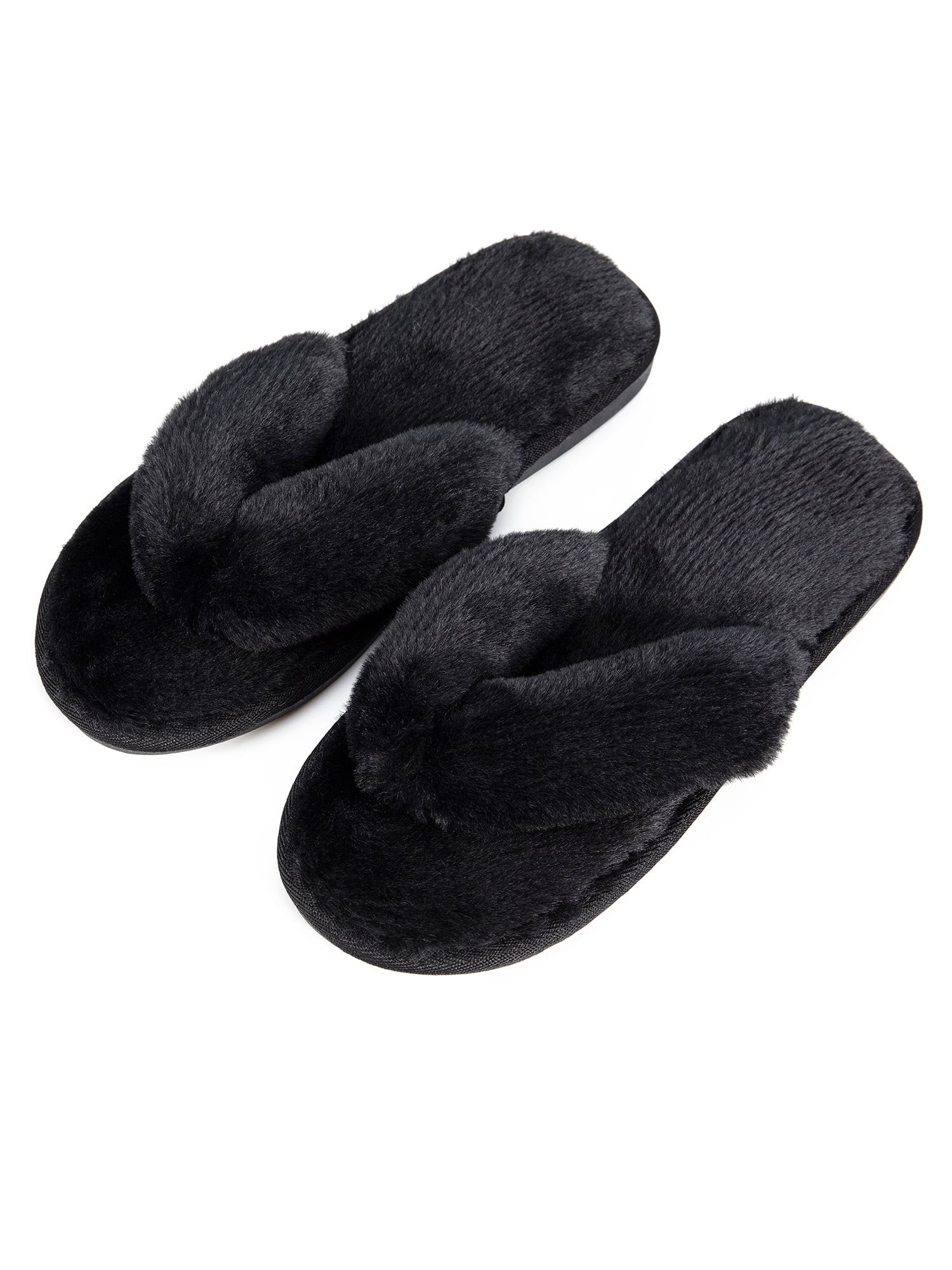 Women Plush Splash Spa Thong Flip flop Flat Home Slippers Indoor Winter Shoes 