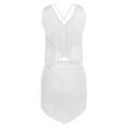 thumbnail image 5 of TiaoBug Women's Fringe Latin Dance Outfits Belly Dancer Sleeveless V Neck Tiered Tassels Crop Top and Skirt White S, 5 of 6