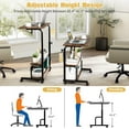 thumbnail image 4 of FCH 31.5" Mobile Small Standing Desk, Adjustable Height Mobile Computer Desk, w/2 AC Outlets + 3 USB Ports & Hooks, Storage Shelves, Suitable for Gaming, Studying, Home Office, Vintage Brown, 4 of 9