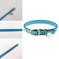 thumbnail image 3 of Collar clásico de piel con cascabeles, ideal para perros o gatos pequeños. Collar ajustable de 15 a 21 cm de largo y 1 cm de ancho, color azul., 3 of 5