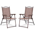 thumbnail image 4 of Barara King Comfortable Event Chair, Folding Chairs, Portable Patio Chairs Set of 2 Patio Folding Sling Back Camping Deck Chairs-Brown, 4 of 7