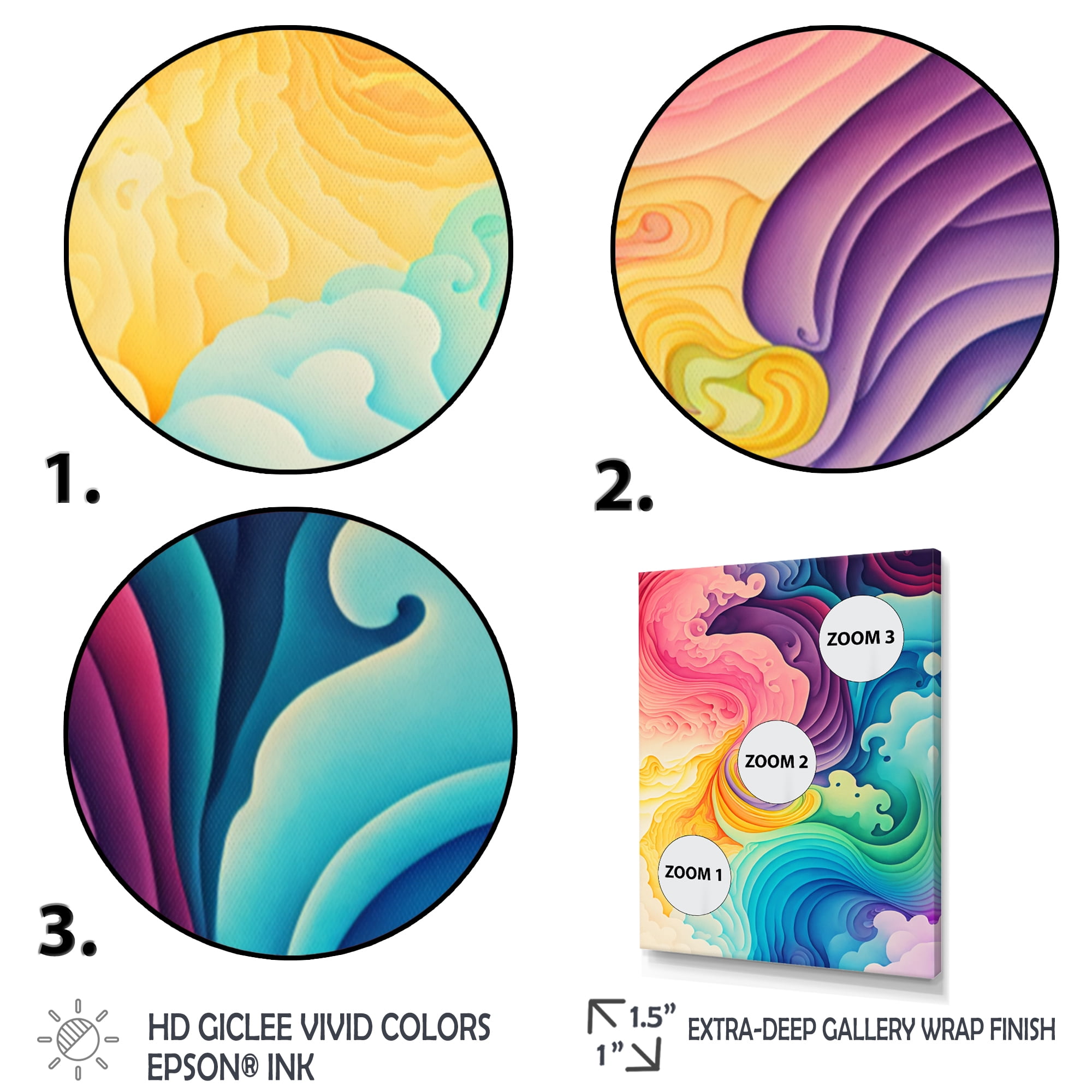 Designart Multicolor Swirly Clouds IV Canvas Wall Art