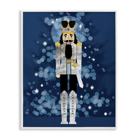 Stupell Industries Seasonal Modern Nutcracker Holiday Painting White Framed Art Print Wall Art, 24 x 30