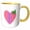 Yellow/White, variant on 3drose, Letter E- Image of Pink Heart with Butterfly- Not Actual Embroidery, 15oz Mug