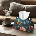 thumbnail image 4 of ZUXONGSY Butterfly Flower Tissue Box Covers Modern PU Leather Tissue Box Holder with Snap Button Tissue Case Bag Organizer Easy to Install Tissue Box Holder Gifts to Friends, 4 of 7