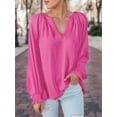 thumbnail image 6 of Weardear Womens Long Sleeve Blouse Chiffon Smocked Puff Sleeve Blouses Business Casual V Neck Tunic Tops, 6 of 8