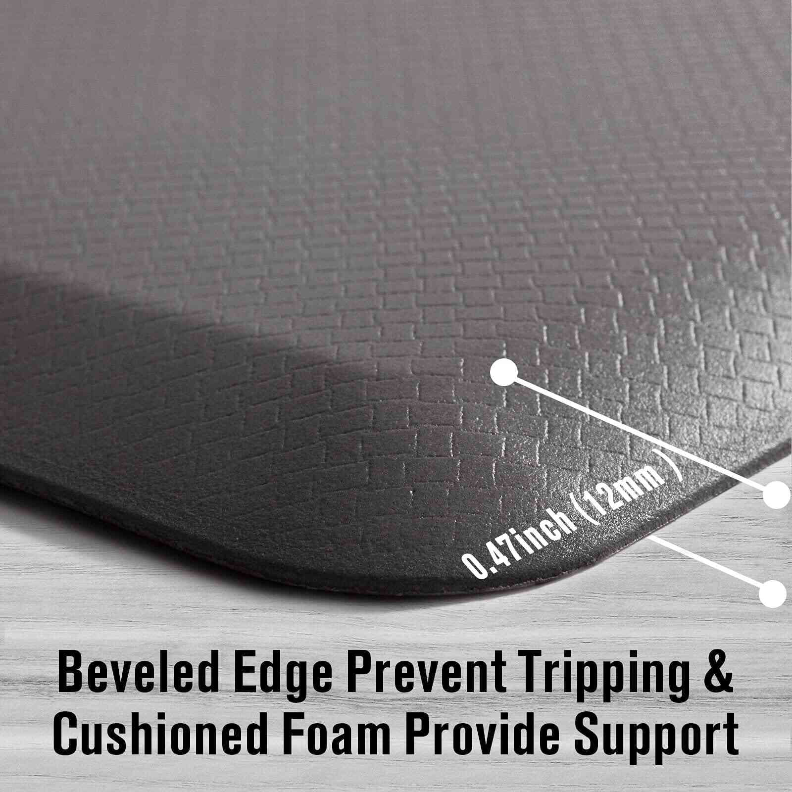 Carvapet Anti-Fatigue Floor Mat Cushioned Kitchen Comfort Mat, Waterproof Non-Slip Standing Desk Foam Mats and Rugs, Grey, 17.3"x28"