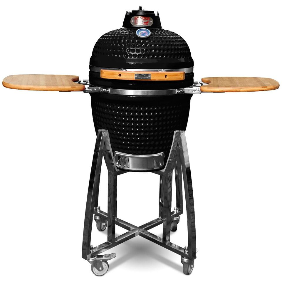 London Sunshine Ceramic Kamado Charcoal BBQ Grill Black 18 Inch with