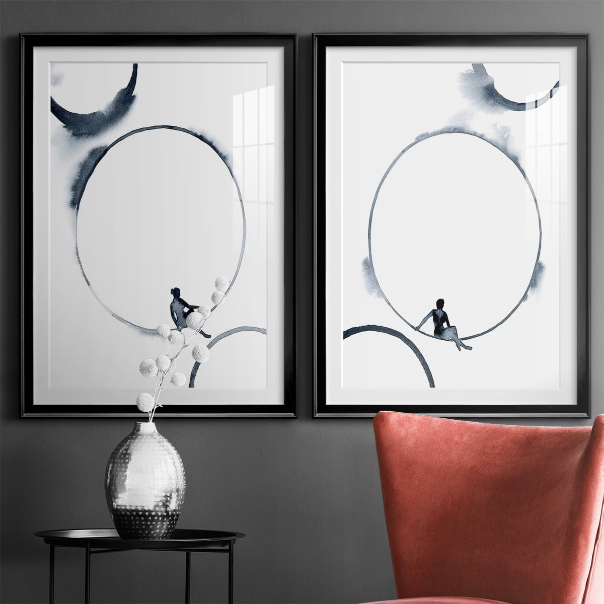 Wexford Home Woman in the Moon I Premium Framed Print, 18.5" x 24.5" - Ready to Hang, Black (Set of 2)