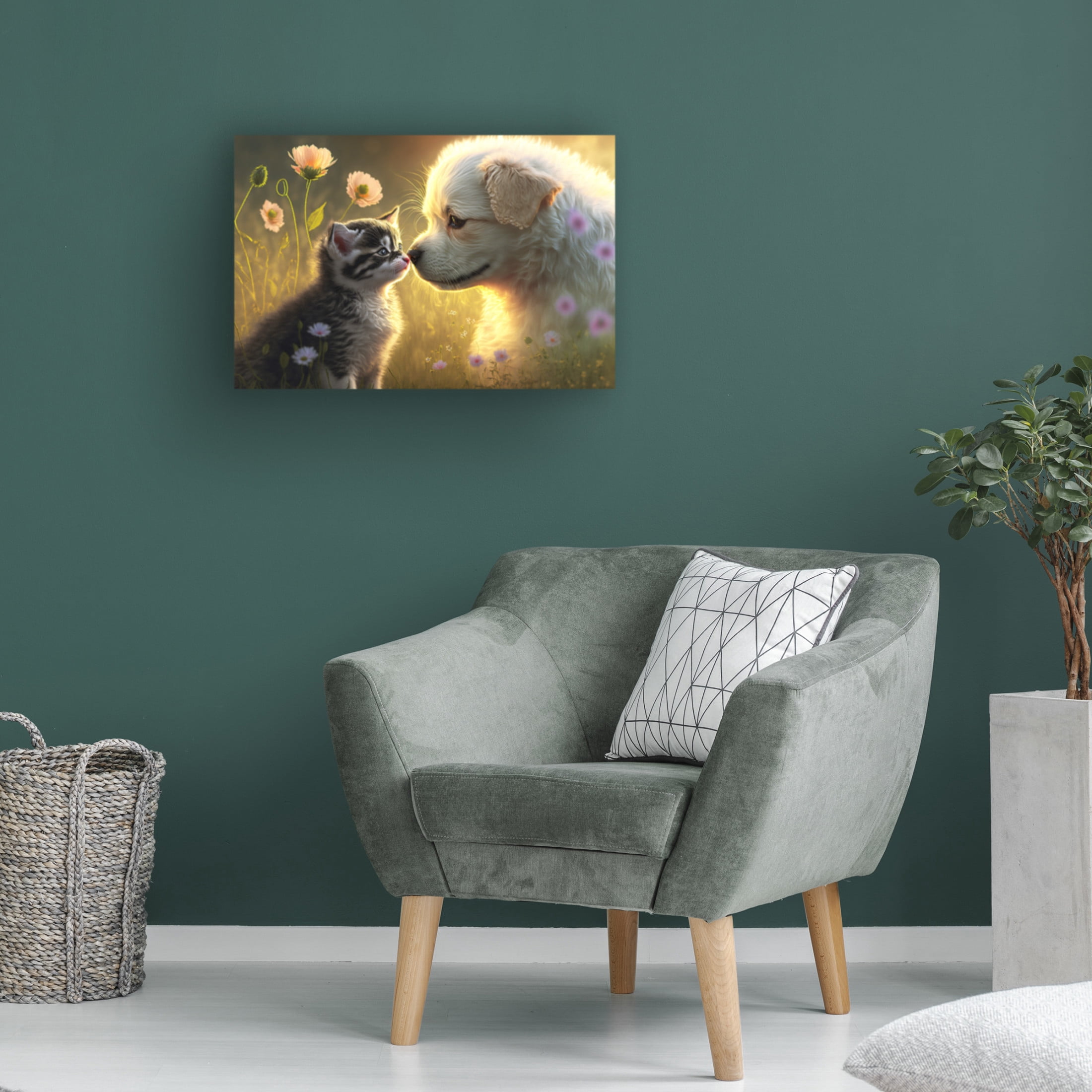Canvas Wall Art - Ray Heere 'Cats And Dogs 2' Wall Art for Living Room, Bedroom, or Office Décor by Trademark Fine Art - 19 x 12 Inches