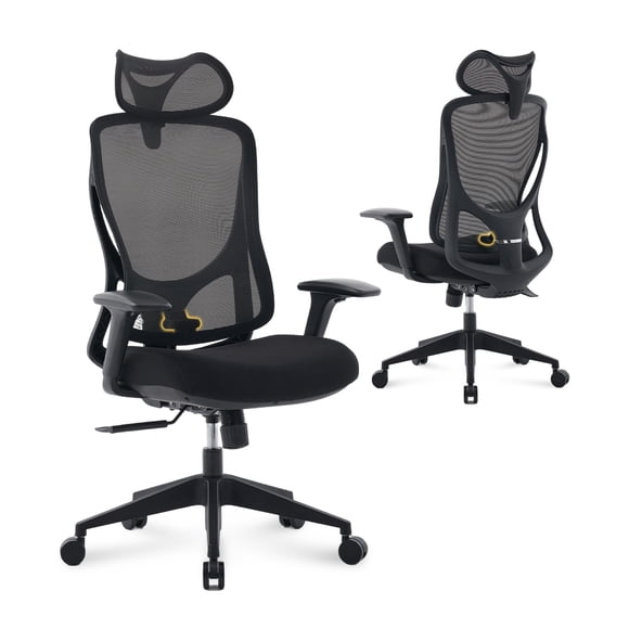 Nouhaus Apertura Ergonomic High Back Office Chair, Mesh Desk Chair with 3D Armrests and Dynamic Lumbar Support, Black