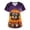 Dark Purple #075, variant on Womens Halloween Scrub Top Short Sleeve Skull Witch Spooky Nursing Shirts Spider Ghost V Neck 2026 Workwear XL