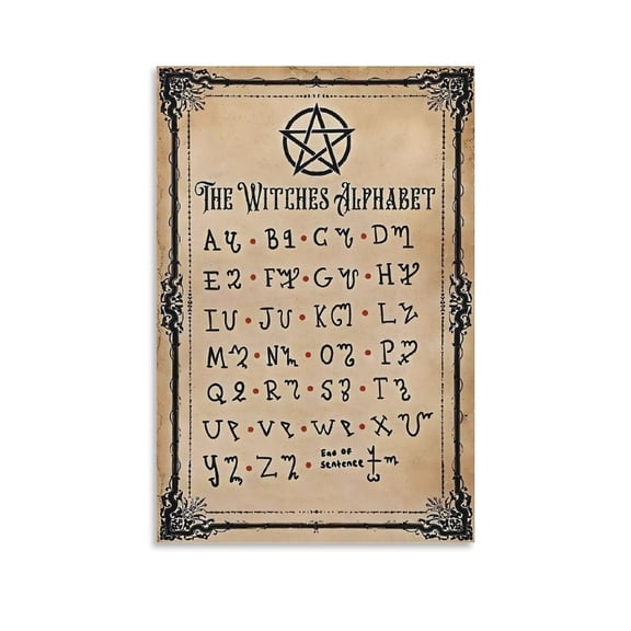 The Witches ALphabet Poster for Classroom Educational Canvas Wall Art Aesthetic Decorative Painting Living Room