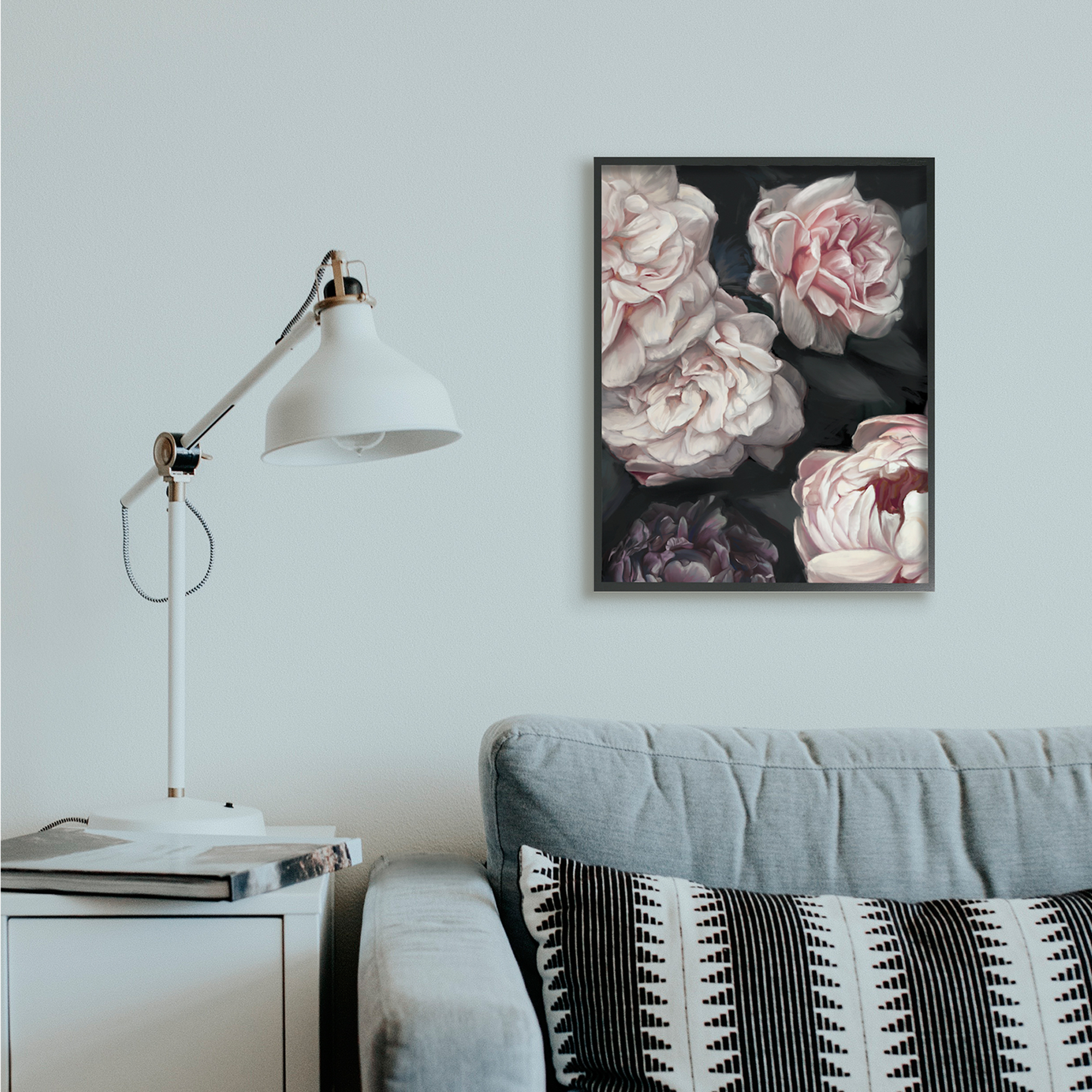 Stupell Industries Clustered Pink and White Florals Elegant Flowers Black Framed by Ziwei Li