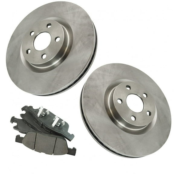 TRQ Front Brake Pad & Rotor Kit Brake Pads Brake Rotor Ceramic Fits Select 2015-2020 Ford Edge