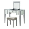 thumbnail image 2 of Gema Solid Wood 2-Piece Makeup Vanity Set with Mirror, Silver, 2 of 8