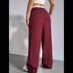 thumbnail image 5 of Pantalones A Rayas para Mujer, de Color Block, Cintura Alta, Pierna , Informales, para Trabajo y Oficina. Rojo Vino XXL, 5 of 9