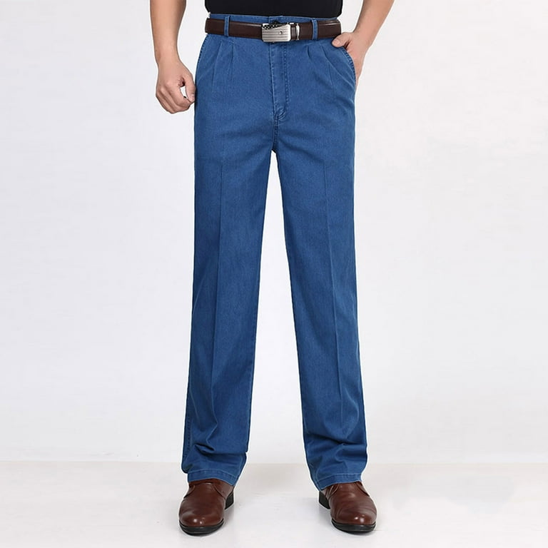 JUUYY Pants Men Pleated Front Twill Dress Pants Loose Fit Flex