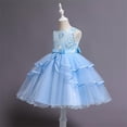 thumbnail image 5 of BRGZLK Girl's Formal Dress Embroidered Floral Sleeveless Round Neck Tiered Tulle Dresses Wedding Flower Girl Dresses Kids Party Festival Dress Blue 2-3 Years, 5 of 5