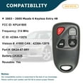 thumbnail image 2 of AKS KEYS New Replacement for Mazda 2003 - 2005 Keyless Entry Remote Fob 4B FCC# KPU41805, 2 of 5