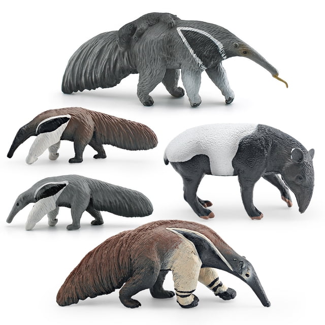 Set de figuras de oso hormiguero, 5 piezas, realistas, de PVC, con forma de animal salvaje