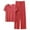 Brick Red, variant on Women Homewear Solid Color Loose Pajamas Short Sleeve T Shirt Drawstring Wide Leg Pants Sleepwear 2 Piece Set