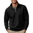 thumbnail image 2 of KaLI_Store Quarter Zip Sweatshirts for Men Long Sleeve Fleece Pullover Lightweight Casual Stand Collar Fall Tops Outdoor Warm Sweatshirts Black,S, 2 of 5