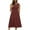 Burgundy, variant on Women's Summer Dresses Round Neck Sleeveless Solid Beach Sundresses Boho Dress Olive Green
