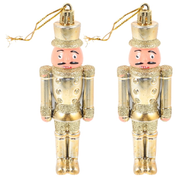 GOOHOCHY 2 figuras de cascanueces de plástico, muñeco de soldado cascanueces, decoración colgante para árbol