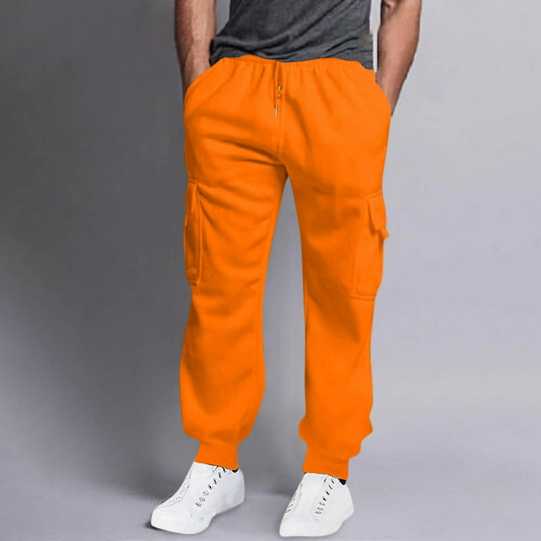 【新作からSALEアイテム等お得な商品満載】 Tall And Big Orange Casual Fit Slim Polyester Men, for Pants Clothing