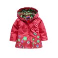 thumbnail image 2 of Imperméable à Capuche pour Petites Filles Motif Fleur Imprimé Simple Boutonnage Coupe-Vent Extérieur, 2 of 3