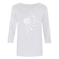 thumbnail image 4 of CYMMPU Flower Pattern 3/4 Sleeve Spring Tops Round Neck Loose Fit Summer Fashion Shirts Tunic Tops Boho Blouses for Women Dressy Casual Lightweight Basic T-Shirts XXXXL, 4 of 5
