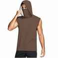 thumbnail image 6 of DDAPJ pyju Men's UPF 50+ Sun Protection Shirt with Mask Sleeveless Hooded Tank Top Cooling Hiking Fishing Performance Shirts Rebajas del día Dark Brown XL, 6 of 9