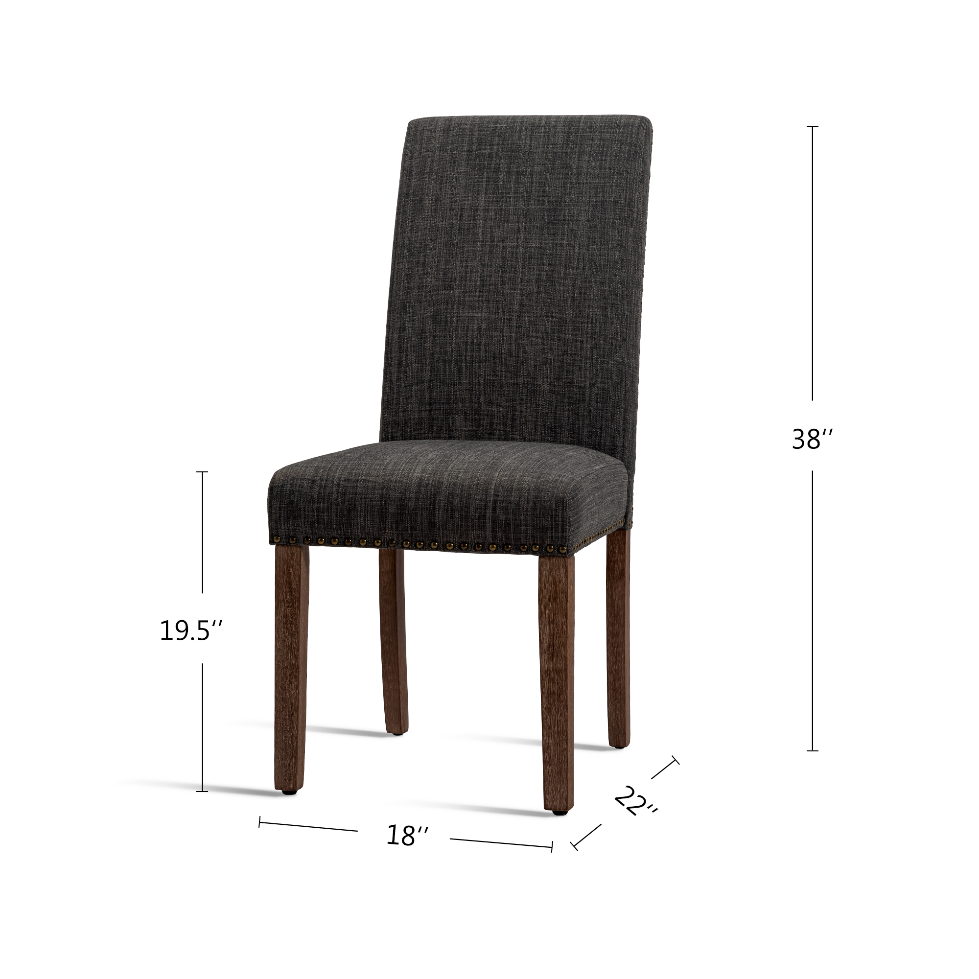 Dining Chairs Modern Upholstered Set of 2 Fabric Dining Chairs with Wood Legs Gray