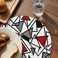 thumbnail image 3 of Red Black Geometric Round 13 Inch Placemats Set of 8, Abstract Art Modern Line HeatResistant Non Slip Place Mats for Dining Table, Wipeable Braided Kitchen Table Mats for Housewarming, 3 of 9
