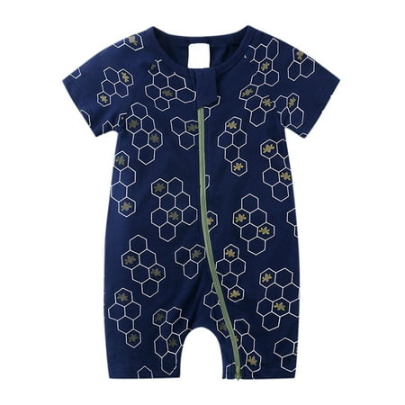 

Summer Baby Short Sleeved Baby Baby Print Double Zipper Men s Baby Crawl Suit Bodysuit Girl Bodysuit Going Home Outfit Baby Boy Clothes Set for Baby Boy Baby Boy Summer Outfit Boys Clothes 12-18