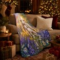 thumbnail image 3 of Sheep Lamb Wildflower Meadow At Sunset, Peaceful Rustic Scene, Warm Flannel Blanket for Ranch House and Living Room, Animal Lovers Birthday Gift, Rustic Home Decor, 3 of 9