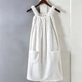 thumbnail image 7 of Women's Spaghetti Strap Sleeveless Terry Bath Dress High Absorbent Dual Side Pockets for Bathroom Shower Indoor Lounging White Free Size, 7 of 7