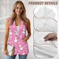 thumbnail image 6 of Uorisanigo Christmas Pink Snowman Women's Sleeveless Vest Blazer with Pockets Waistcoat Vest for Women V Neck Loose Blazer Vests Casual Outerwear Size 2XL, 6 of 7