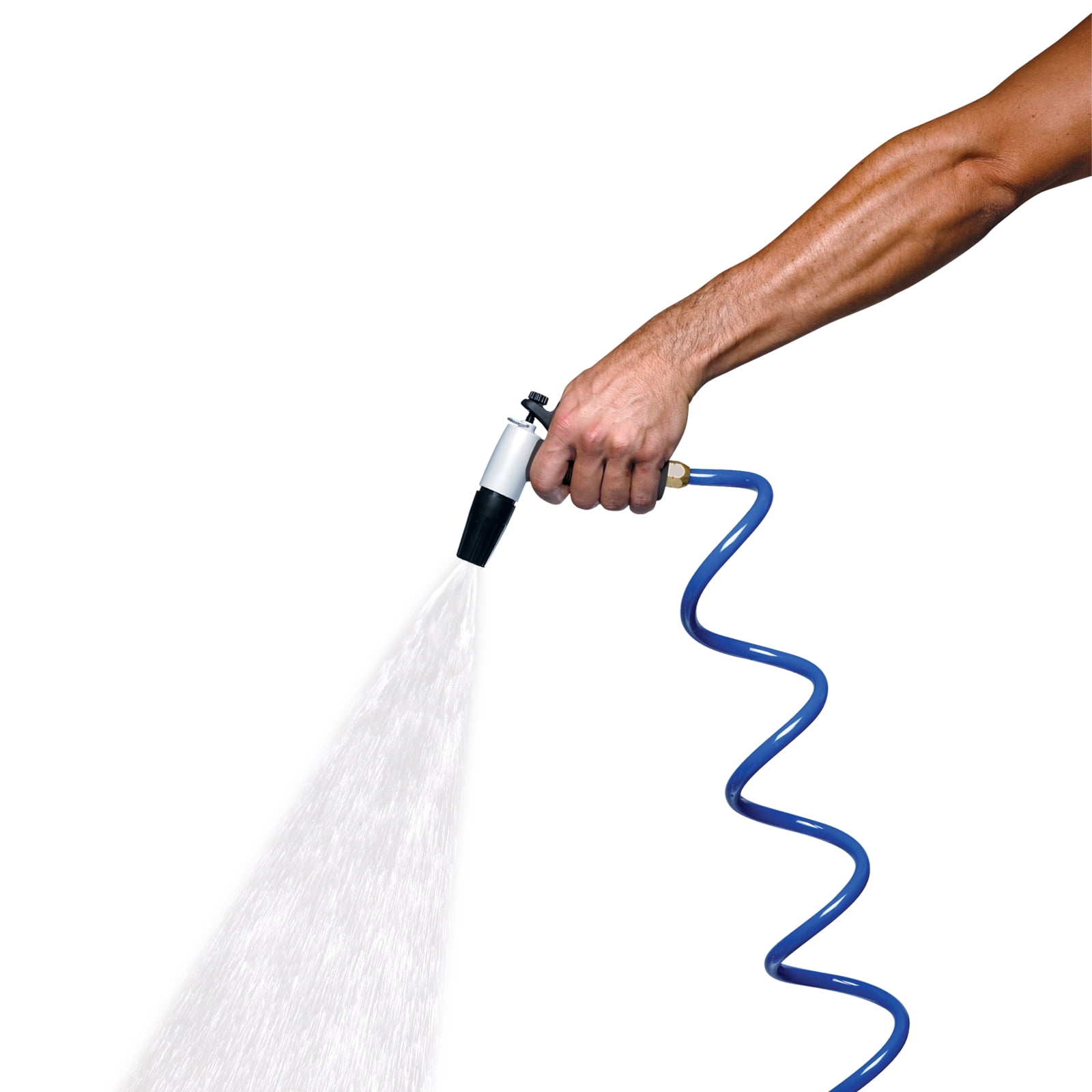 13" Blue and Black Outdoor HoseCoil 15-Ft Self Coiling Hose with Flex Relief