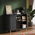 thumbnail image 6 of 55" Wine Bar Cabinet with Storage, Fluted Liquor & Coffee Bar Cabinet with Wine Rack and Glass Holder, Buffet Sideboard with LED Lights for Home Kitchen Living Dining Room (Black), 6 of 7