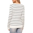 thumbnail image 3 of SUÉTER CASUAL INSPIRE CHIC PARA MUJERES, DE CUELLO REDONDO A RAYAS, HUECO, TENDENCIA DE OTOÑO INVIERNO, TAMAÑO XS, BLANCO, 3 of 5