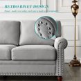 thumbnail image 5 of 3 Seater Sofa, 82.6" Modern Linen Fabric Tufted Upholstered Accent Sofa with Storage Box and Silver Nails, Curved High Back and Solid Wood Leg for Living Room, 7 Inches Seat Cushion, Grey, 5 of 7
